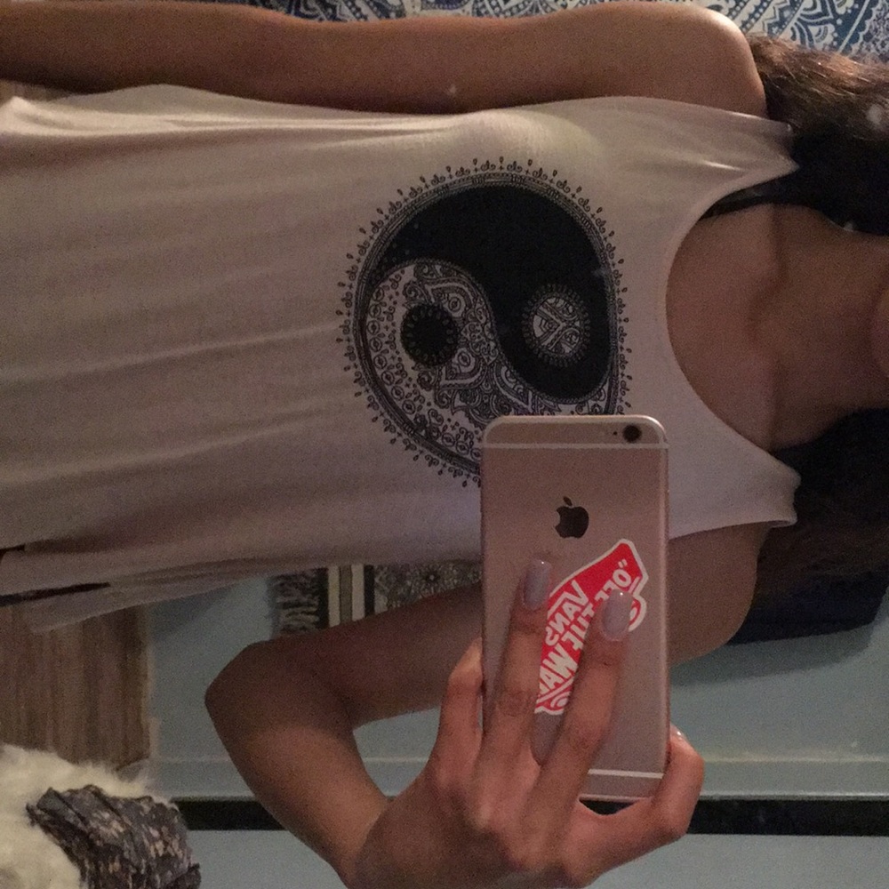 Ying and Yang pink tank top